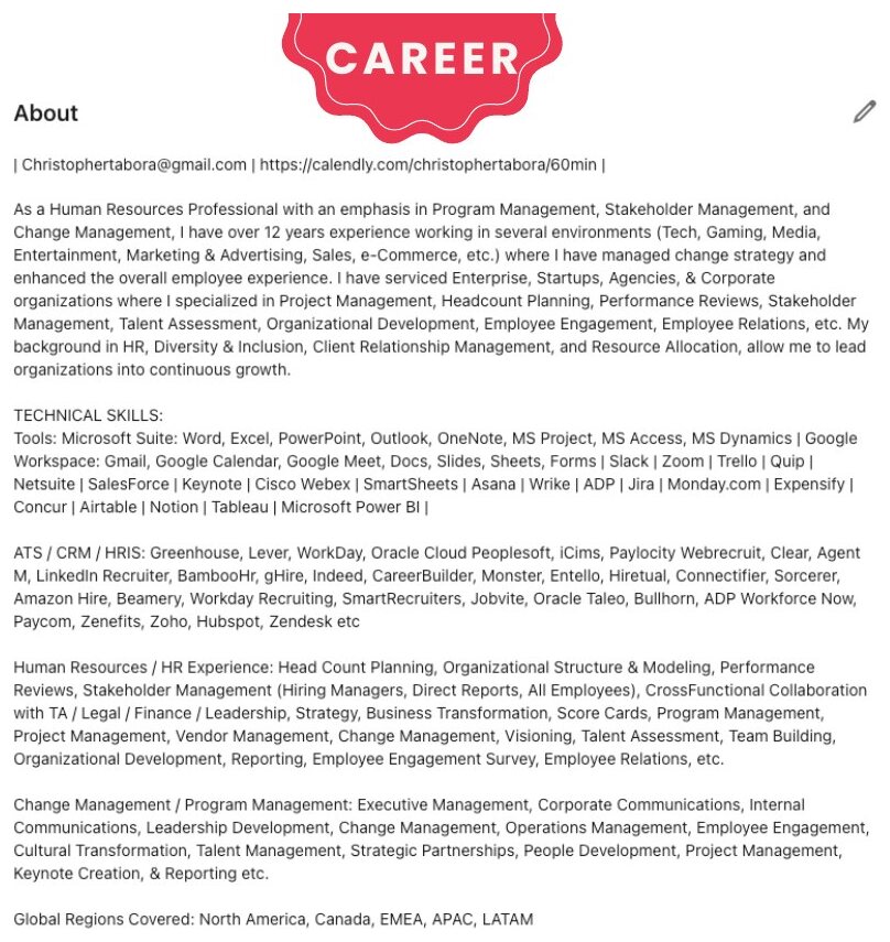 Career profile page 3 of 27
